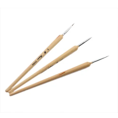 3Pcs Wooden Handled Nail Art Brush KIT