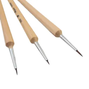 3Pcs Wooden Handled Nail Art Brush KIT