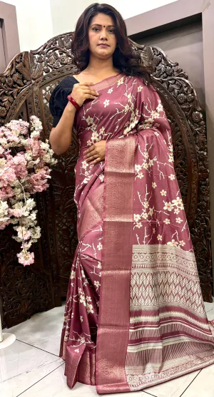 Beautiful Designer Party Wear Soft Dola Silk Digital Printed Saree