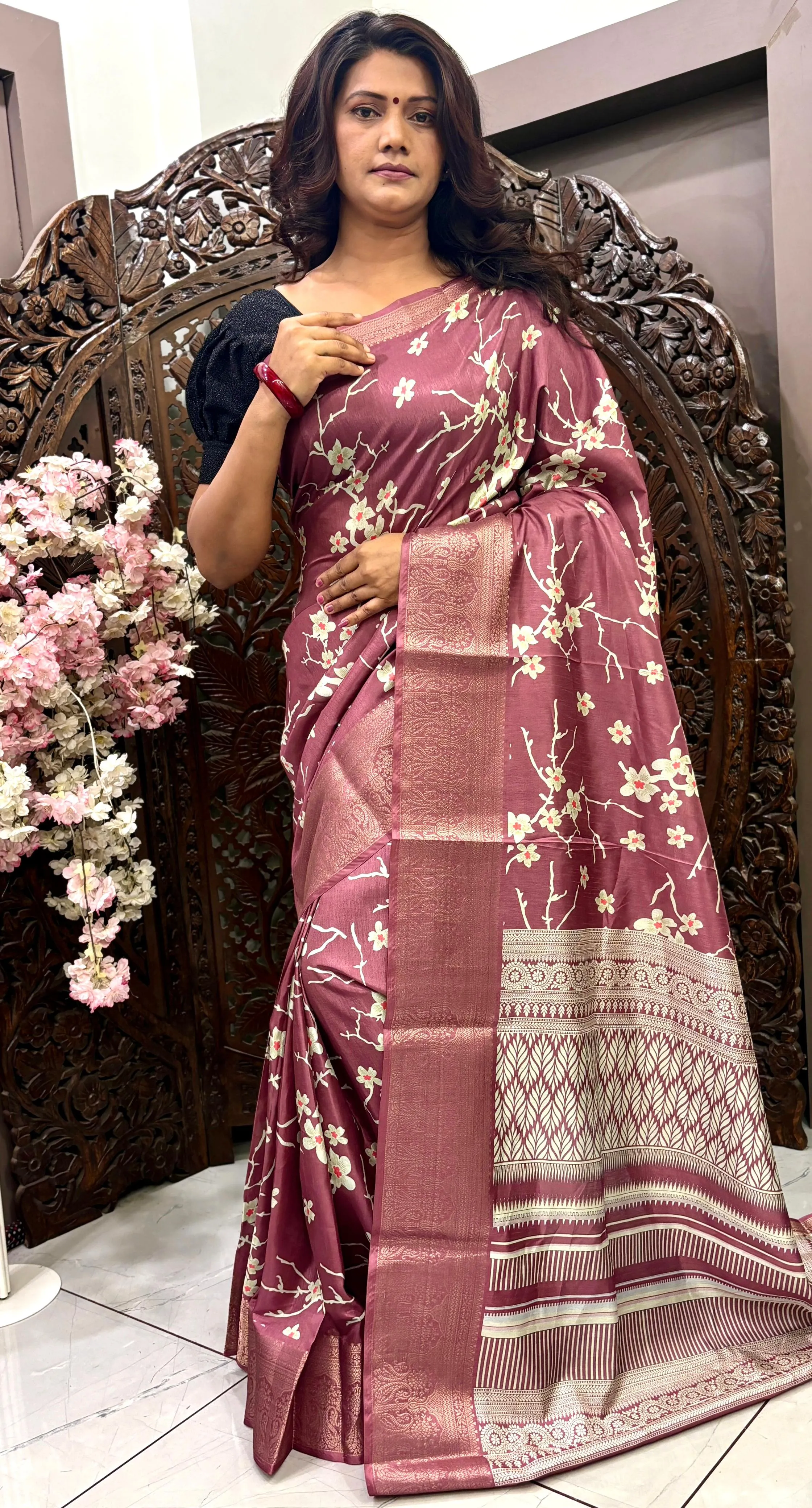 Beautiful Designer Party Wear Soft Dola Silk Digital Printed Saree