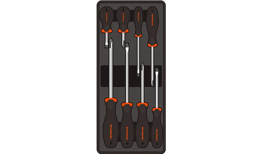 FIXMAN TRAY 8 PIECE SLOTTED AND PHILLIPS SCREWDRIVERS