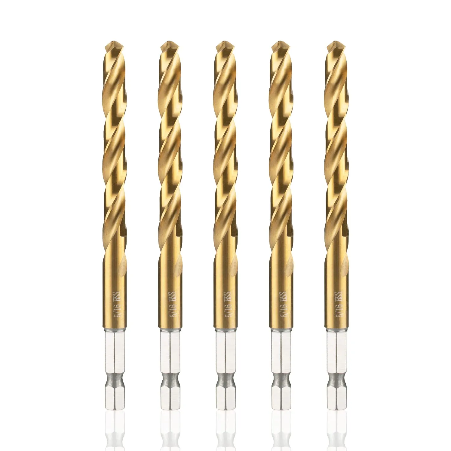 High Speed Steel Hex Shank Twist Drill Bits Set with Titanium Coating