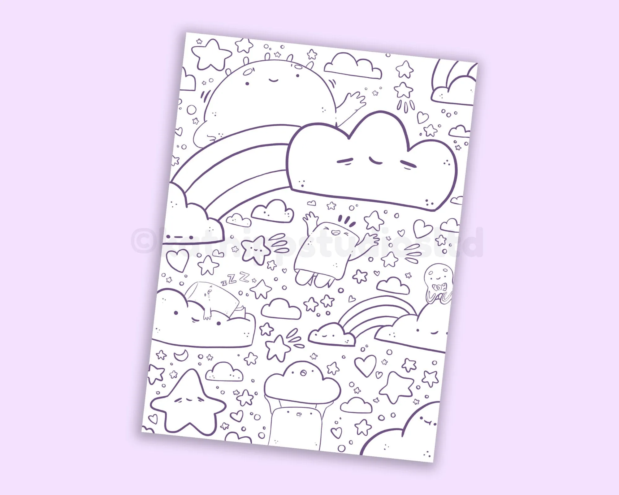 Marshies Dream Kawaii Colouring Page | Printable Digital Download for At-Home Colouring - Katnipp Colouring Book