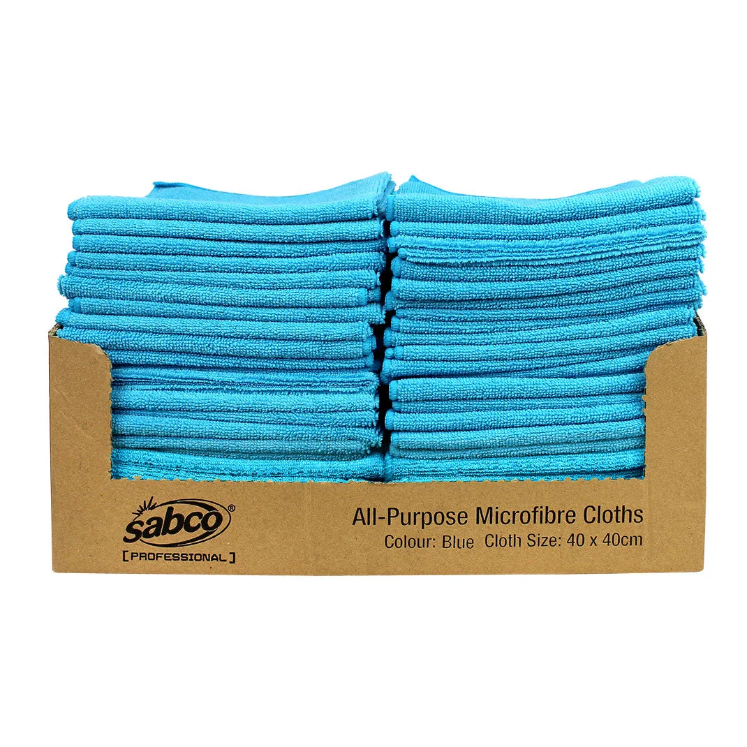 Sabco All Purpose Microfibre Cloths 40x40cm Blue 50pcs