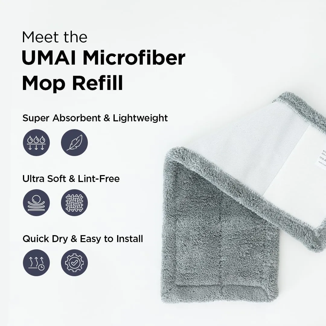 Umai Universal Microfiber Wet & Dry Flat Mop Refill Pad (35cmX12cm) | Can Be Used as a Cleaner with a Hand Grip | Fits all Standard Flat Mop Heads | Super-Absorbent | Compatible for Hardwood, Tile, Laminate Floors